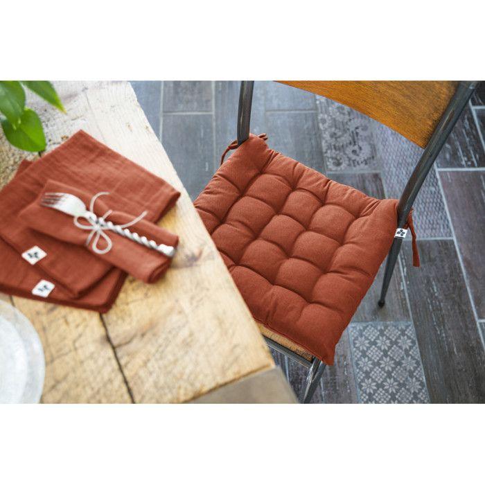 Outdoor Water-repellent and anti-UV Padded Seat "Kala" In Cotton 38 X 38 Cm Butterfly Effect - Kala Terracotta