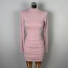 Dongdaemun Elegant Pleated Bodycon Long-Sleeve Dress - Sexy Slim-Fit for Women