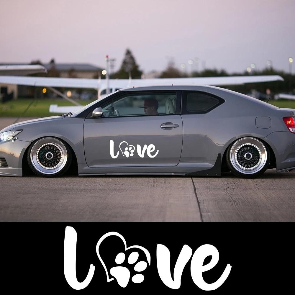 Paw Love Dog Footprint Graphic Car Sticker Creative Auto Body Decoration Vinyl Decal Accessories For Car Truck Off-road SUV Van