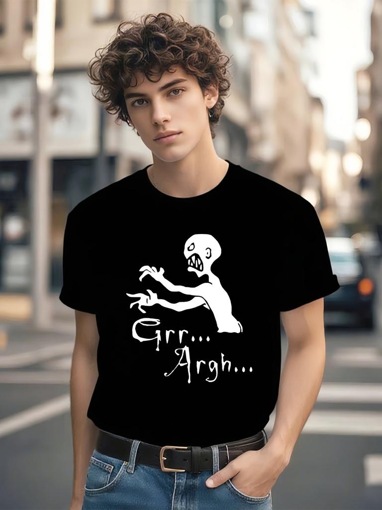 Buffy Vampire Slayer TV Show Inspired - Black Crew Neck Tee with "GRR... ARAH..." Vampire Graphic T-shirt