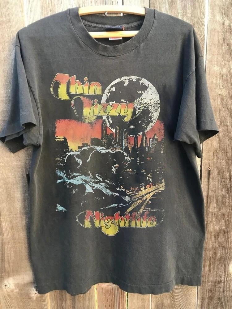 2018 Thin Lizzy Nightlife Charcoal Graphic T shirt Gift tee Vtg S-5XL Unisex T-Shirt XXXXL
