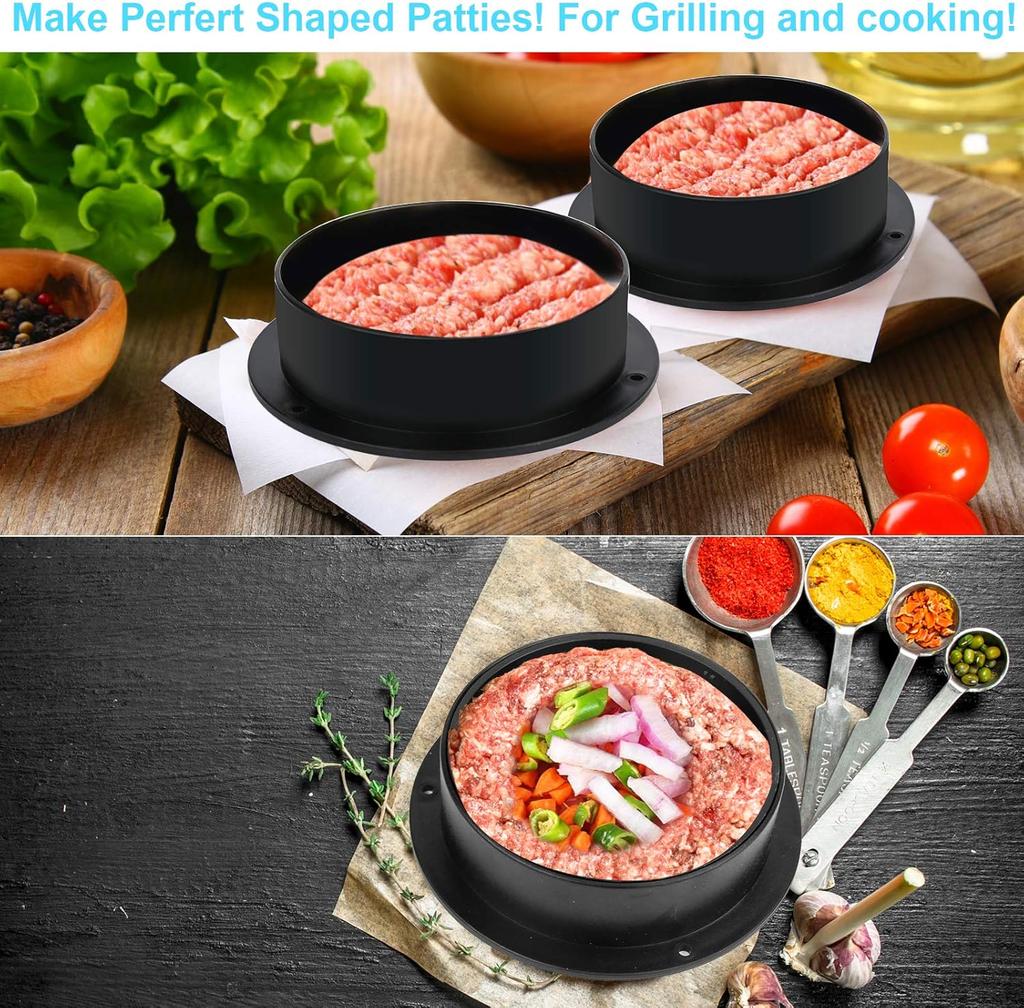 3 In1 Stuffed Burger Press Patty Maker Rings Molds Kit Non Stick Stuffer Hamburger Press Patty Maker for Slider/Pattie/Grilling