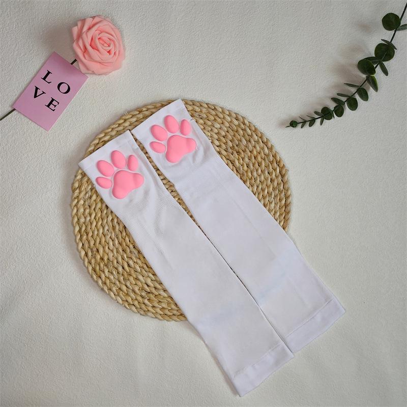 3D Cat Paw Silicone Thigh-High Socks - Cute Anime Lolita JK Style