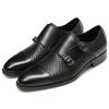 Weave Pattern Men's Double Buckle Monk Strap Shoes Genuine Leather Handmade Business Office Wedding Formal Dress Shoes for Men