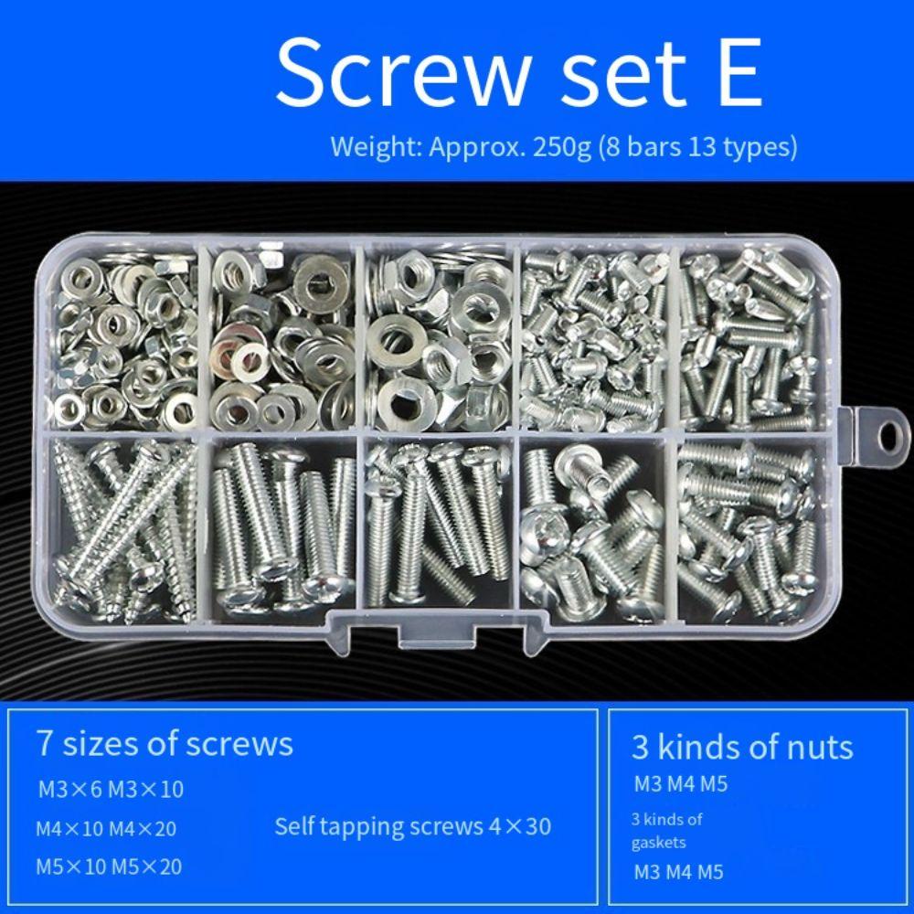 

Round Head Cross Screw Screws Nuts Bolts Gaskets Kits Durable Flat Head Screw Assortment Kit Home SetE 13 types-250g