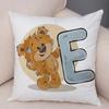 Cute Cartoon Bear Animal Cushion Cover Sofa Children'S Room English Letter Print Pillowcase With Zipper Cushion Cover
