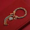 Tibetan Zodiac Guardian Deities Bracelet with Five-Color Handwoven Rope Amulet