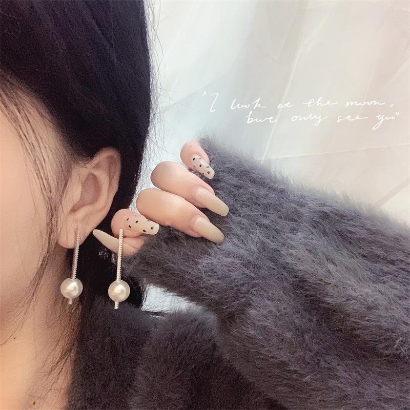 Trendy Zircon Faux Pearl Ear Wire Earrings - Girly High-End Style