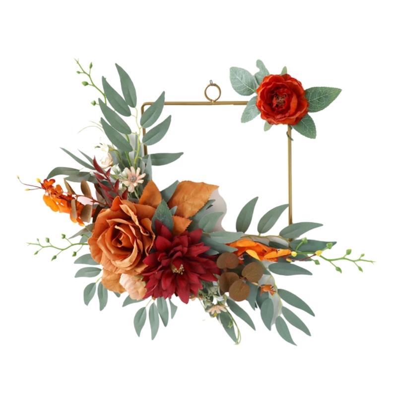 Artificial Wreath for Front Door Farmhouses Wedding Holiday Decorations, Front Door Wreath Artificial Silk Flower Wreat 1