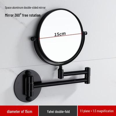 Drill-Free Wall-Mounted Double-Fold Makeup Mirror
