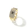 High Sense Personality Geometric Zircon Ring 14K Gold Full Diamond Cuban Chain Design Sense Ring Tide