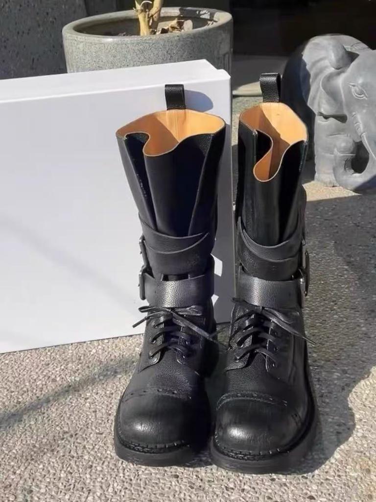 Retro Martin Boots Women's Summer New Thick Heel Belt Buckle Short Boots Locomotive Boots Versatile Single Boots Tide