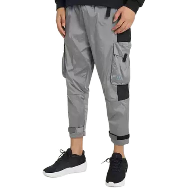 adidas Pantaloni Casual cu Șnur și Buzunare Multiple Patchwork Bărbați Funduri Gri IC9251