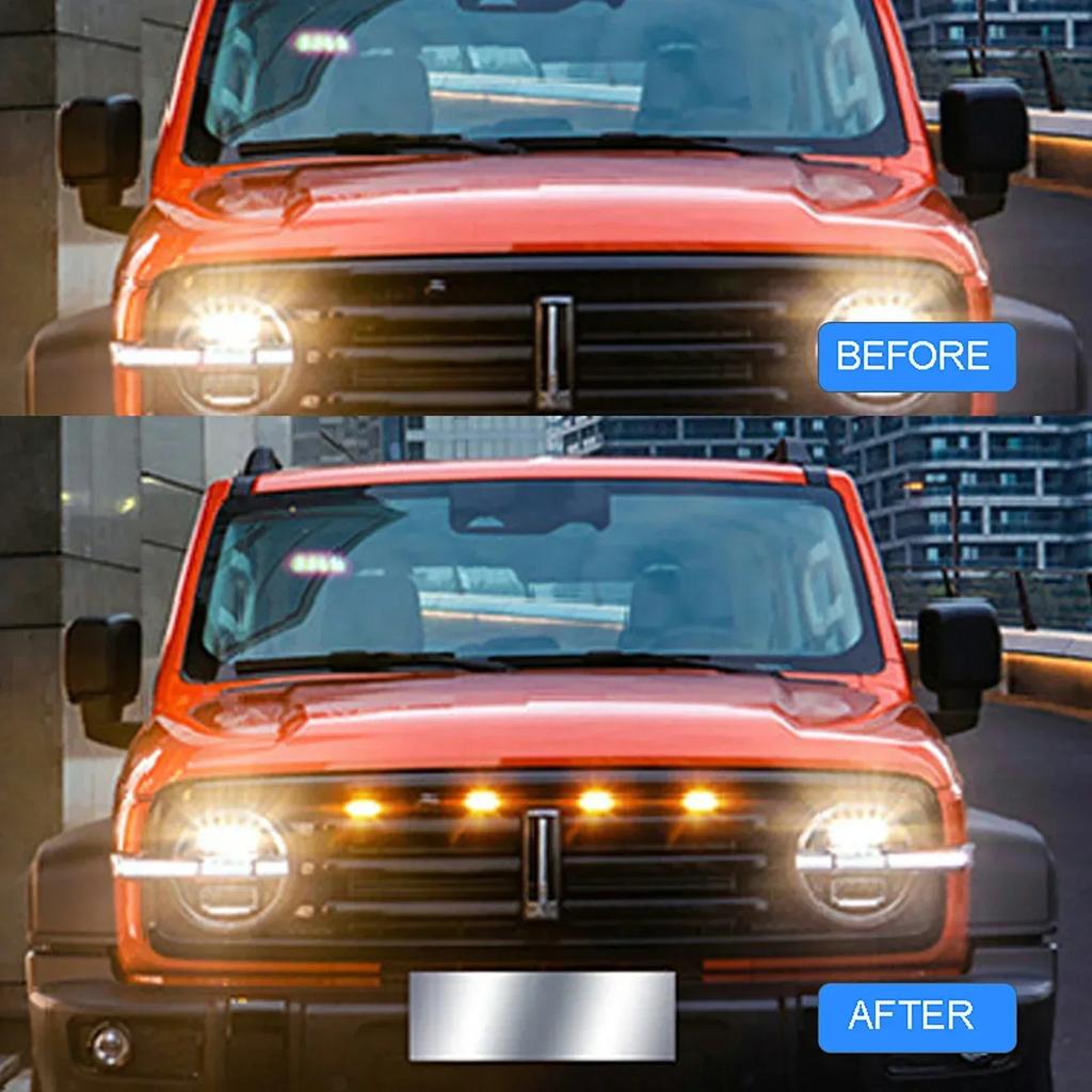 Automotive Grille Small Yellow Light Off-road Vehicle Sedan Universal Daytime Running Light LED Driving Light Warning Light