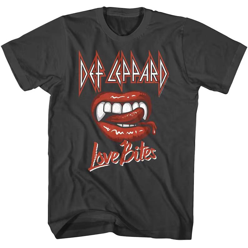 

Def Leppard Men s Shirt Love Bites Lips Vintage Music Graphic Tee XL