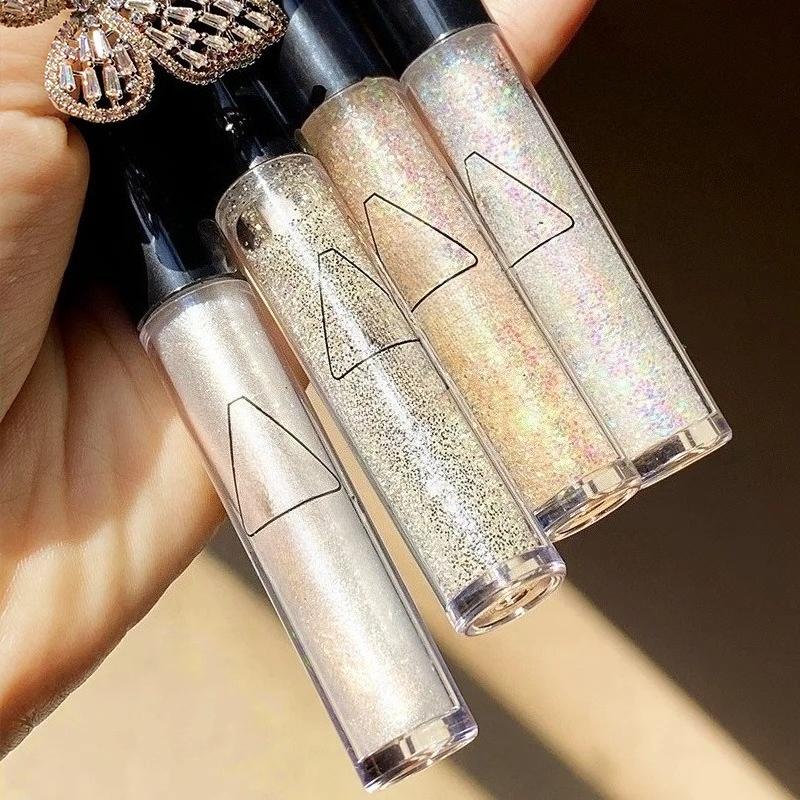 1Pcs Ultra Shiny Liquid Eyeshadow Highlighter Waterproof Long-lasting Sheet Monochrome Glitters Enhances Silkworm Eyeshadow Pink