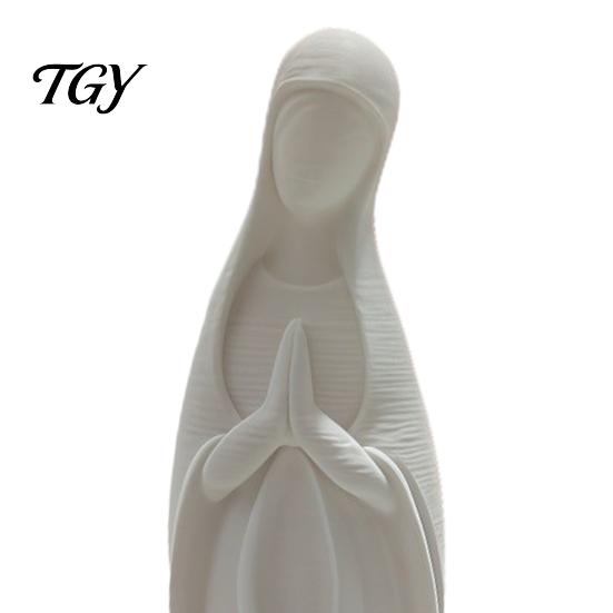 Holy Religious Decoration Praying Virgin Mary Statue, Minimalist Blessed Sculpture, Hand Painted Figure Prayer Figurine for Home Altar Desktop