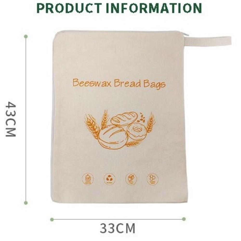 Moisture Lock Beeswax Bread Bags Reusable L Shaped Zipper Food Storage Bag Cotton Fabric Large Capacity Sourdough Storage Bags