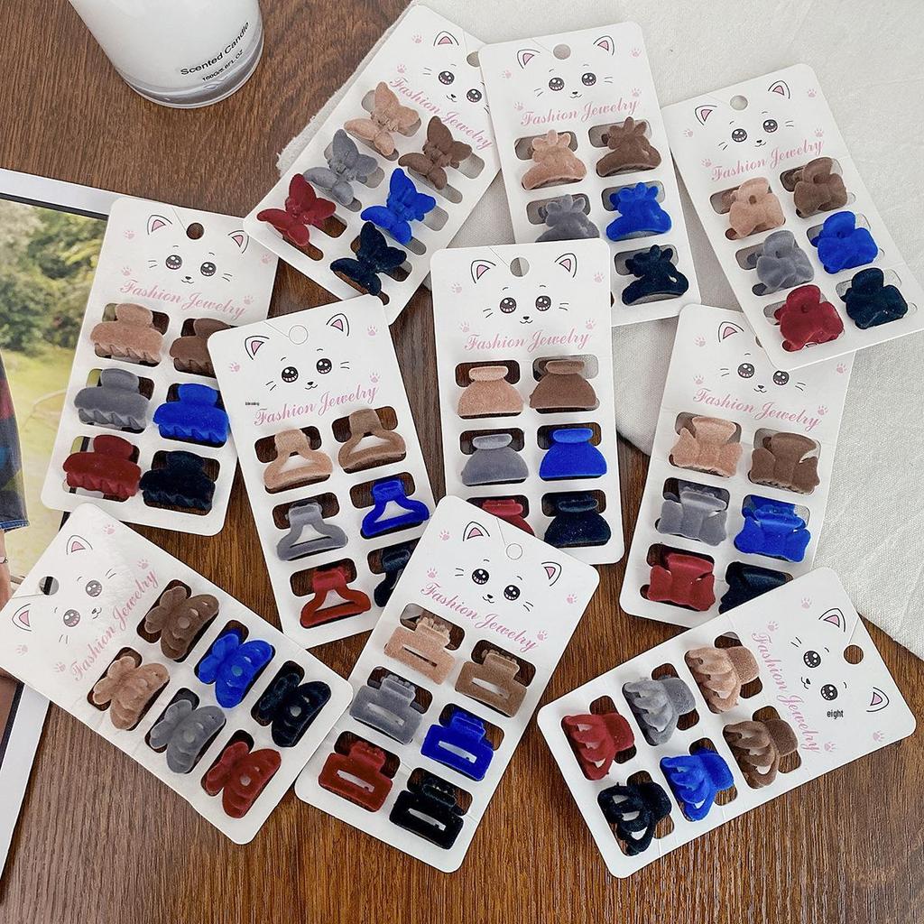 6-Piece Retro Flocked Mini Butterfly Hair Clips Set