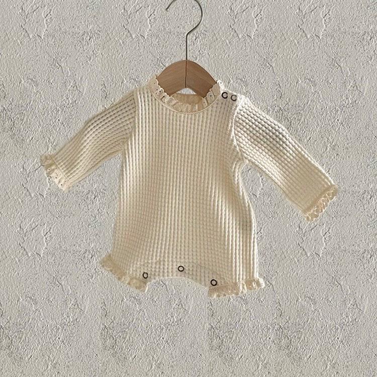 Koreansk babyvaffel-romper - Nyfødt- og småbarnsbody for vår/høst