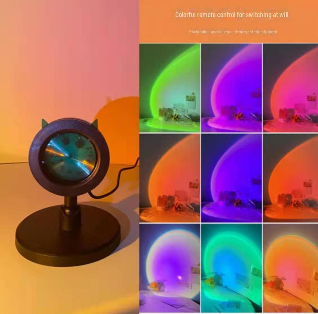 Creative RGB Color-Changing Sunset Projection Lamp - USB Powered