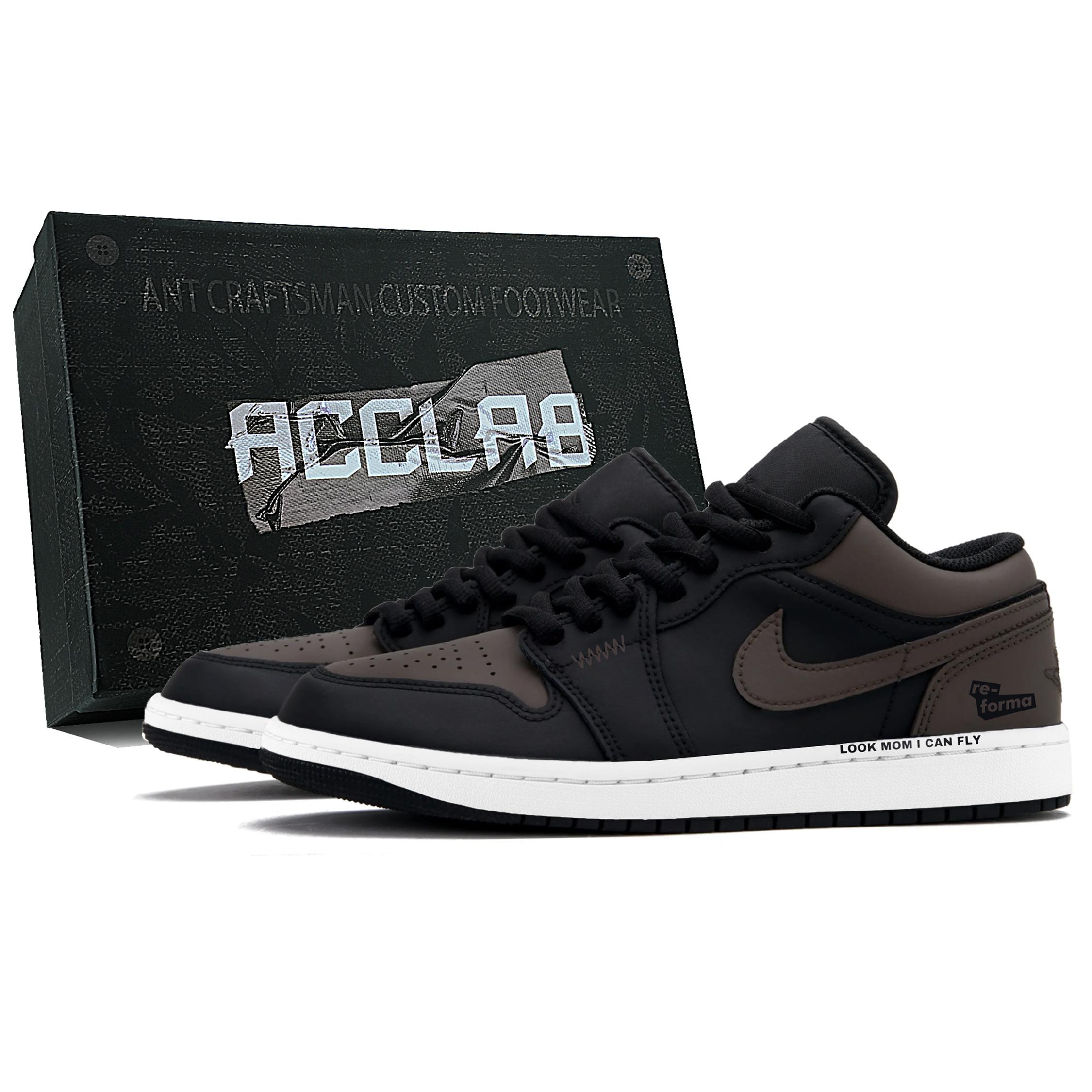 

Jordan Air Jordan 1 Lightweight Height Increasing Low top Vintage Basketball Shoes Men s Black Brown 553558-132(Team1605--) 43