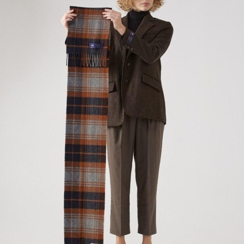 ABRAHAM MOON Merino Wool Muffler 25cm - Brigade Navy Rust