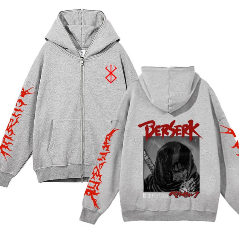 Mikiny Berserk na zip Celorozepínací mikiny Anime Pánská fleecová mikina Unisex Hip Hop Streetwear Guts Grafický svetr Y2K
