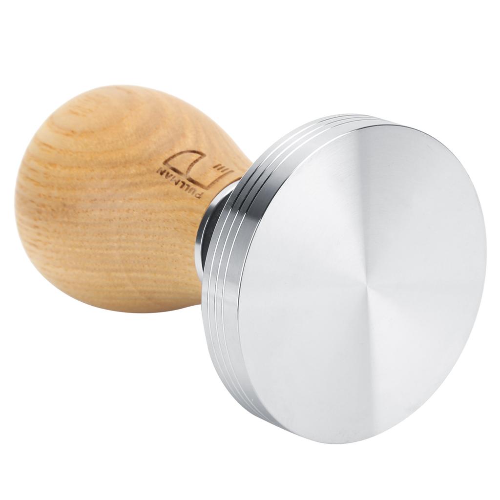58mm Stainless Steel Flat Coffee Tamper Powder Pressed Hammer with Height Wooden Handle