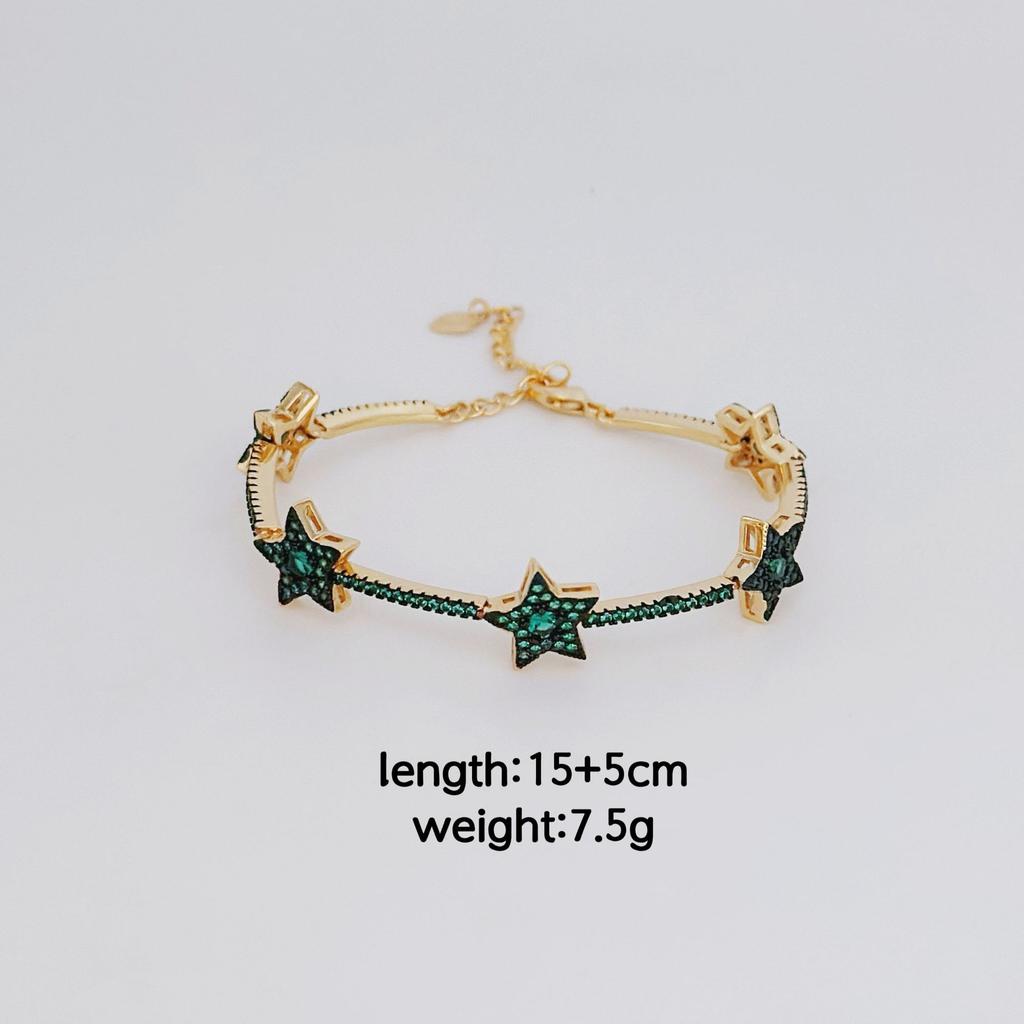 Star Zircon Bracelet, Five-Pointed Star Zircon Color Fashion Bracelet.
