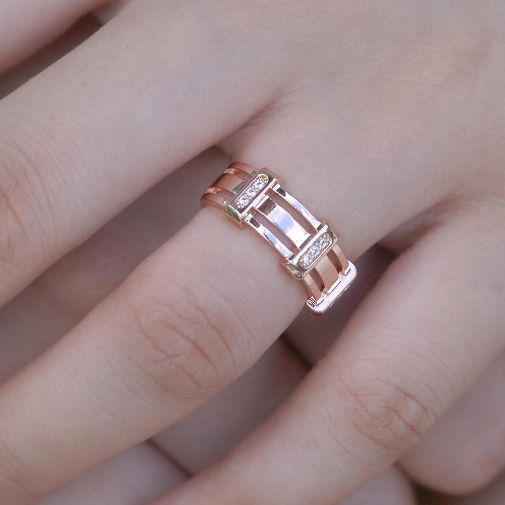 Rose Gold Stainless Steel Ring For Men Fashion Trend Zircon Finger Ring Male Party Engagement