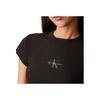 Calvin Klein Comfortable Letter Print Ribbed Knit Round Neck Short Sleeve T-Shirt Women Tops Black J224948-BEH