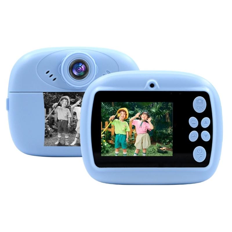 

Instantly Print Kids Camera With Double Lens Black and White Thermal Printing 1920x1080p 1300mAh Long Use For Creative Fun синій
