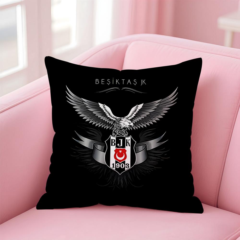 Sports Team Logo BBesiktas BJK Cushion Cover Pillowcase Short Plush Invisible zipper Room Sofa Cushion Cover