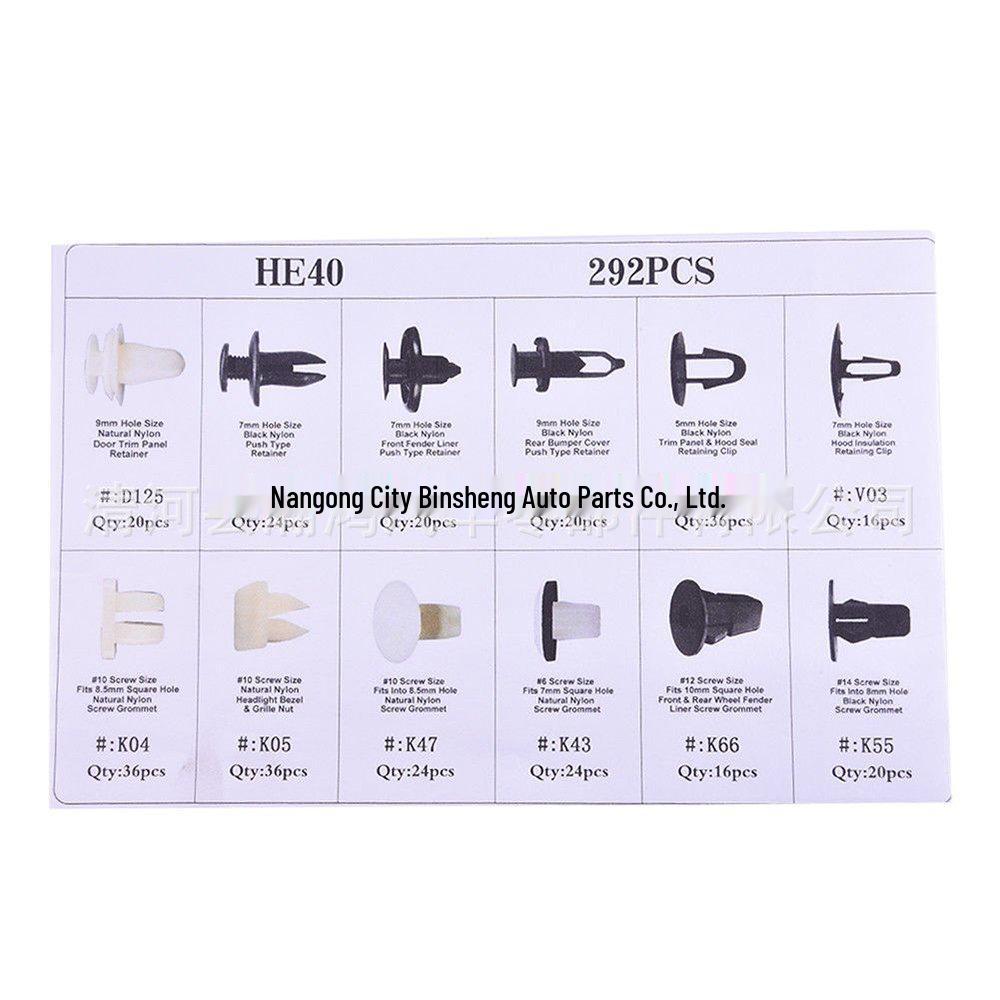 292PCS Car Body Fasteners: Clips & Rubber Nails for Toyota & Mitsubishi
