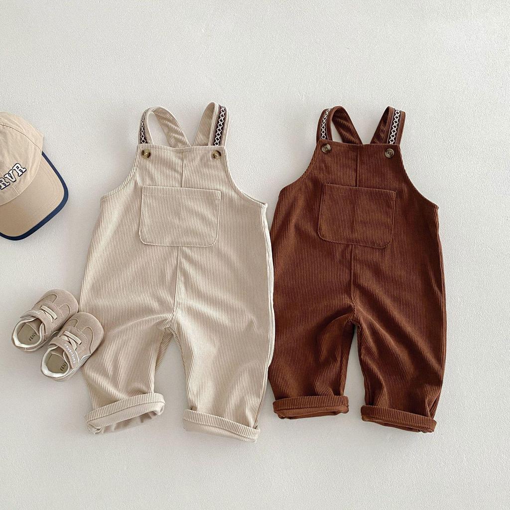 Korean Style Corduroy Unisex Children's Overalls - Trendy, Comfortable, & Casual for Spring & Autumn