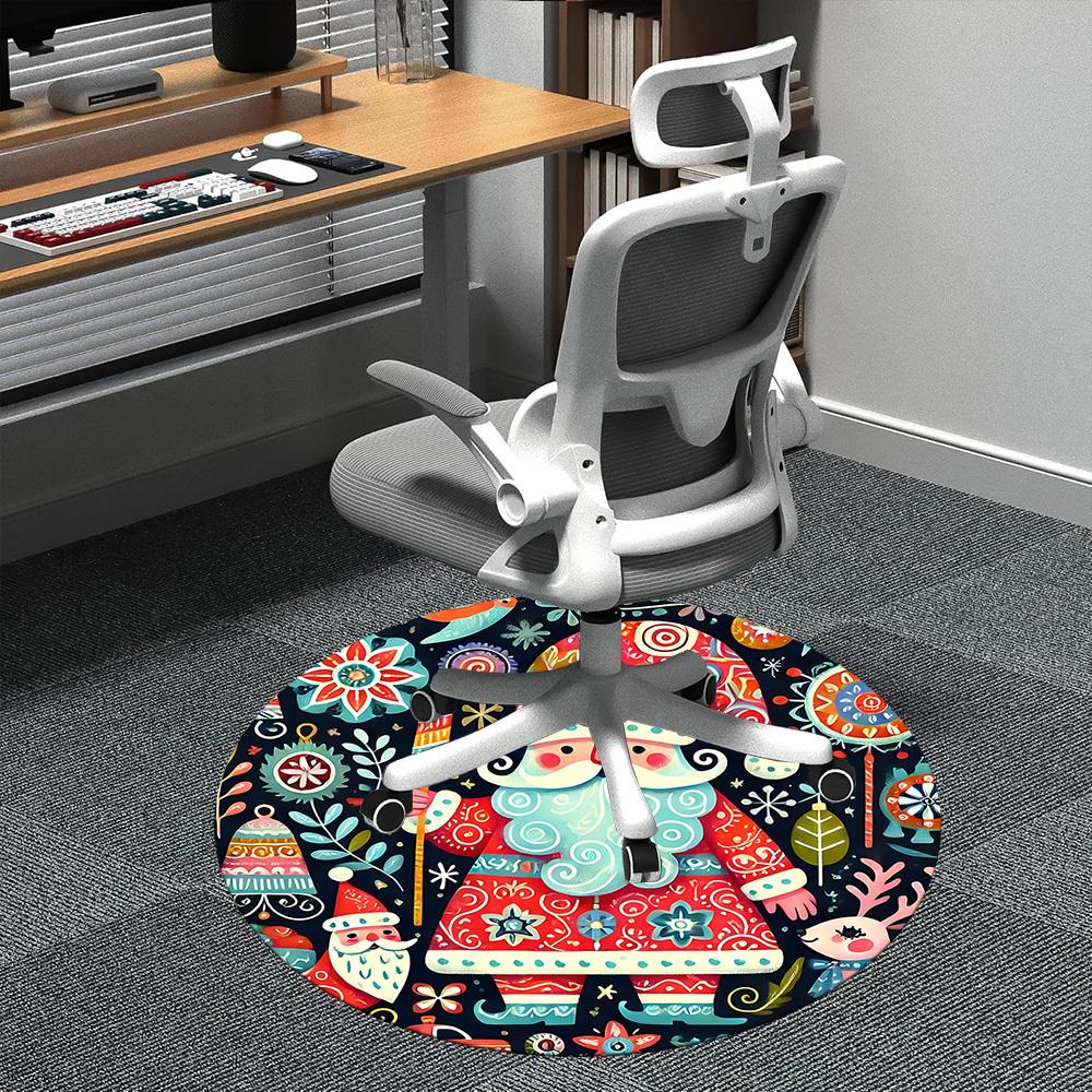 1pc Christmas Festive Office Round Area Rug, Indoor Mat Suitable ForOffice, Under Office Chairs Bedroom Living Room Home Decor, Room Deco  D027