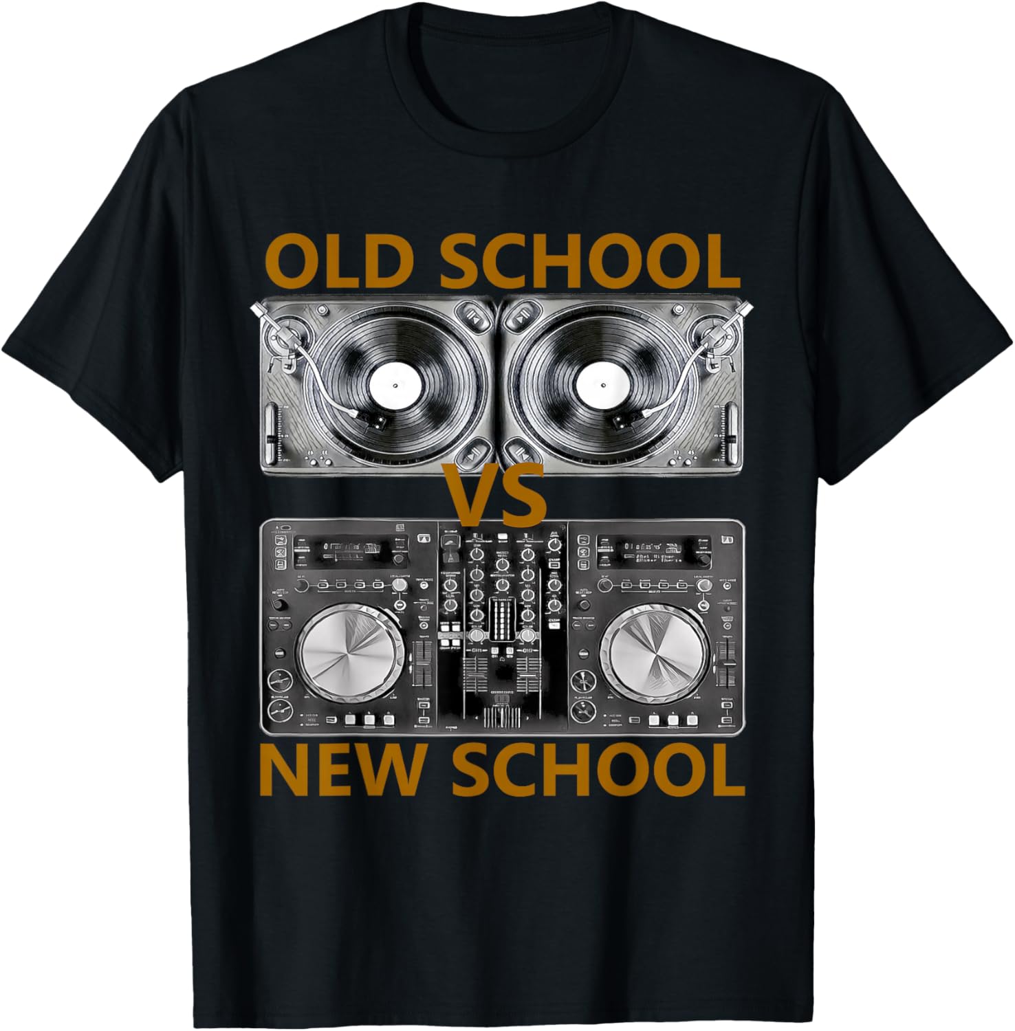 

Old School VS New School DJ Turntables Mixer Graphic Tee Casual Short Sleeve TShirt for Men - Men s Summer Cotton Graphic Tee S разноцветный