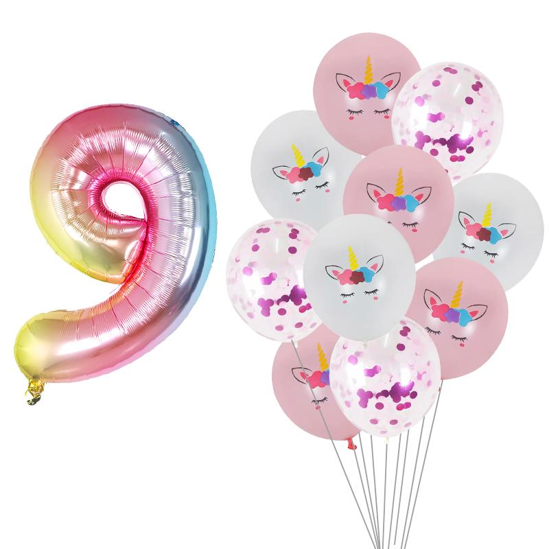 

0-9 years old Birthday Decorations Unicorn Birthday Party Supplies Kit for Baby Shower Birthday Party unicorn theme party 12INCH