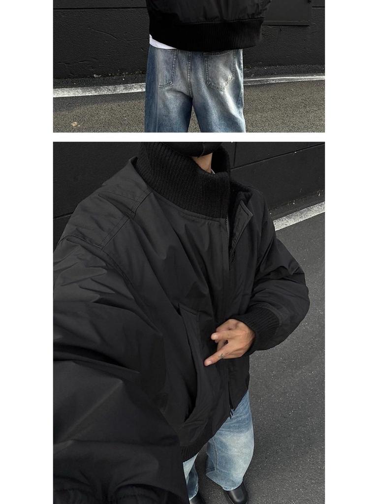 Men's American Style Cotton Bomber Jacket: Winter Hipster Baseball Coat