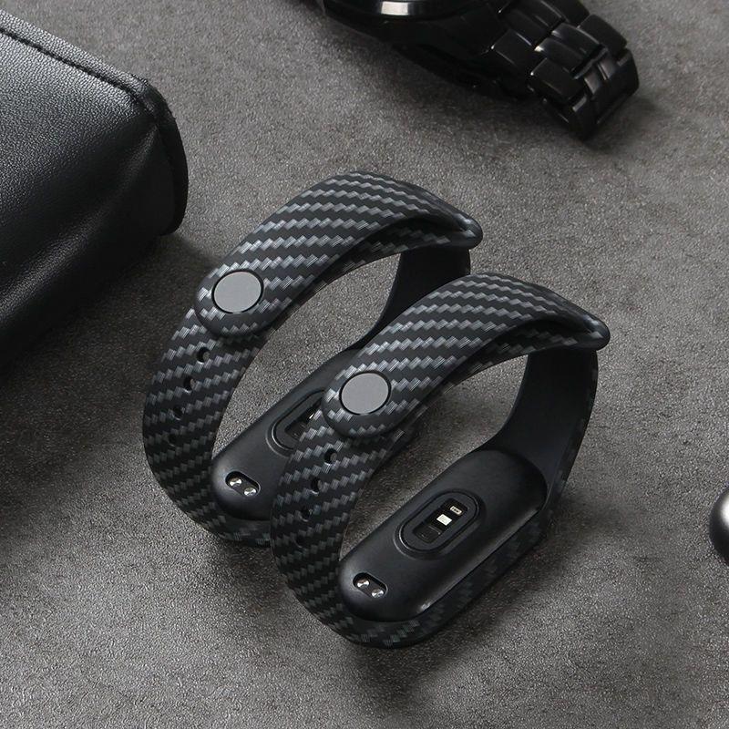 For Xiaomi Carbon Fiber Strap For Xiaomi Mi Band 7 Nfc Wristband Smartwatch Watchbands Silicone Bracelet Correa Mi Band 6 4 5 3 Accessories