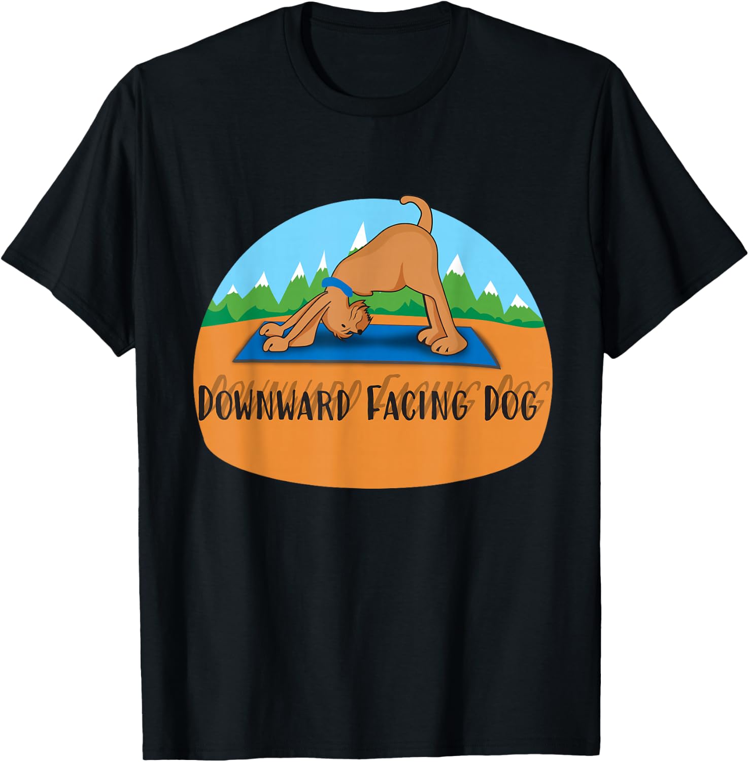 Happy Downward Facing Dog On Yoga Mat Yoga Pose Meditation T-Shirt Unisex T-Shirt L