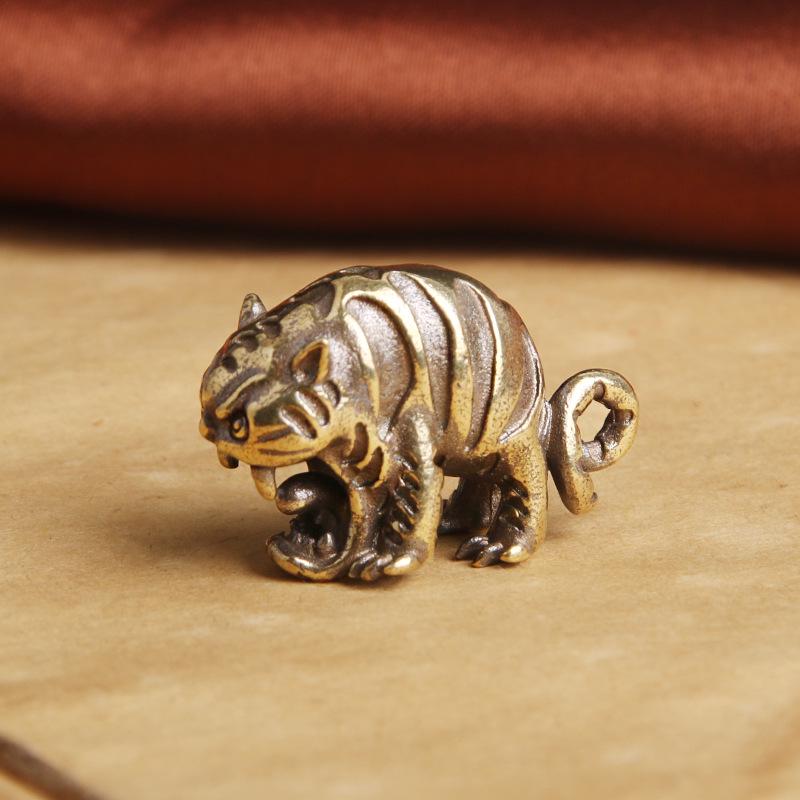 Brass Little Tiger Keychain Pendant - Zodiac Tiger Cartoon Cute Copperware