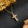 Elegant Titanium Steel Zircon Cross Pendant for Women - Durable, Non-Fading Jewelry