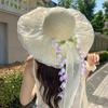 Flower Bow Lace Straw Hat Women's Summer Seaside Beach Vacation Big Brim Sunshade Sunscreen Hat