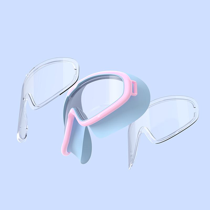 Kids Swimming Goggles Waterproof Adjustable Silicone Child Swim Glass Anti-fog UV Protection Big Frame Eyewear with Case