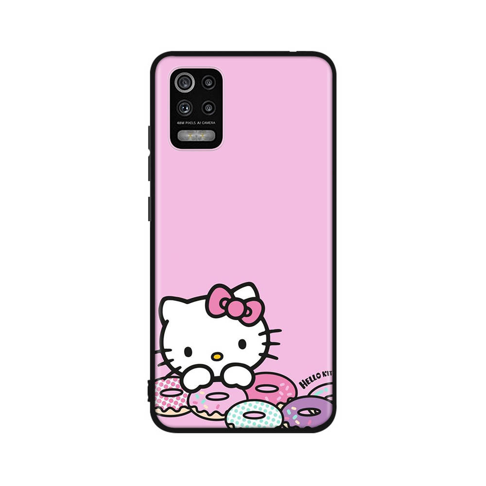 KT67 Hello Kitty Cartoon Case for iPhone 16 15 Plus 14 13 12 11 Pro 8 7 6S 6 SE 5S X XR XS Max Realme C30 C33 C31 9I Huawei P30 Black Sofe Cover