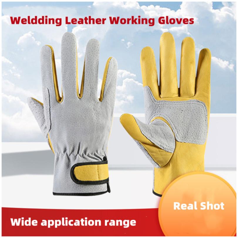 Wholesale welding gloves, short work welding labor protection, car repair, handling, garden pruning, breathable leather gloves