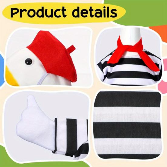 1 Set Porch Goose Outfits Outdoor Garden Lawn Yard Goose Statue Striped Shirt Red Hat Hawaii Bikini Swim Ring Holiday Party Dress-up Clothing