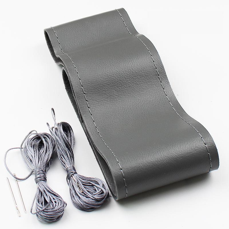 TOP Layer Leather Car Steering Wheel Cover Braid Soft Texture Car Covers With Needles Thread Genuine Leather Car Styling